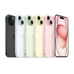 iPhone15 couleurs(noir, bleu, vert, jaune, rose)