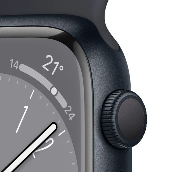 Apple Watch Series 8 GPS 41mm Boîtier aluminium minuit de avec bracelet sport minuit prix Maroc vue de côté