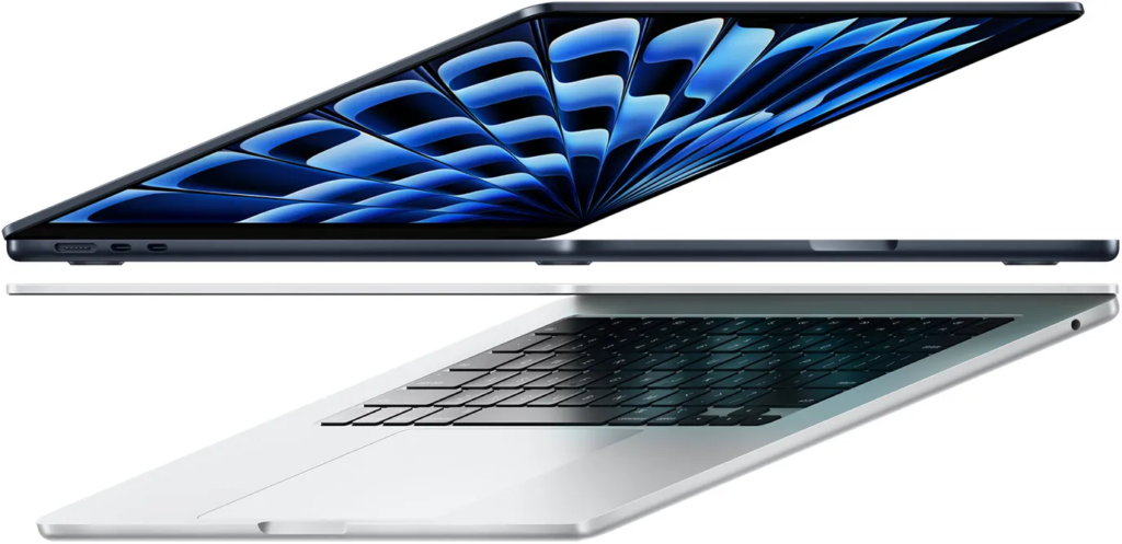 deux MacBook Air 13 pouces avec puce M3 couleur argent et minuit prix maroc