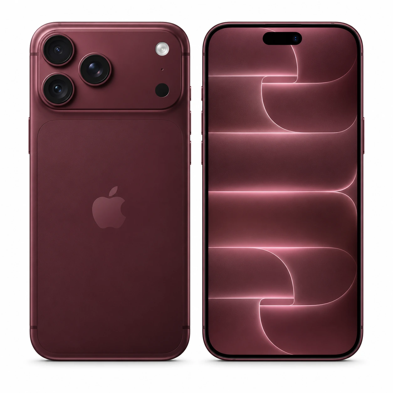 Apple iPhone 18 Pro 256Go Bordeaux, vues avant et arrière, Prix Maroc Derb Ghallef CityStore